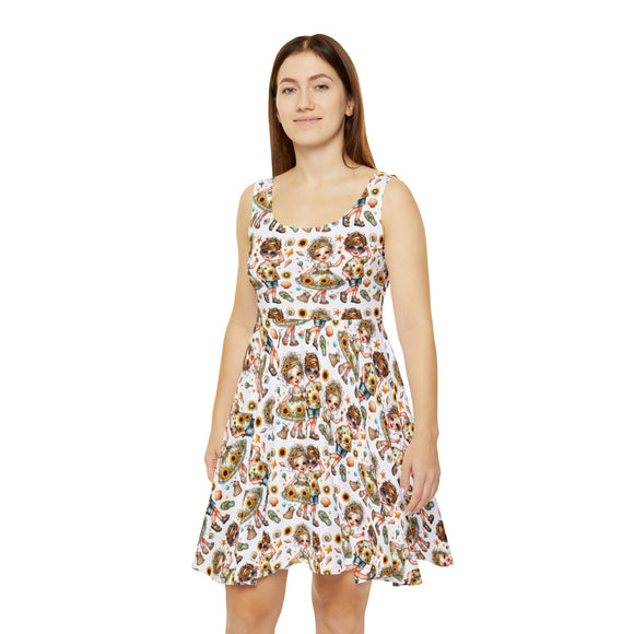 Women's Skater Dress (AOP)-Sunflower Toddlers