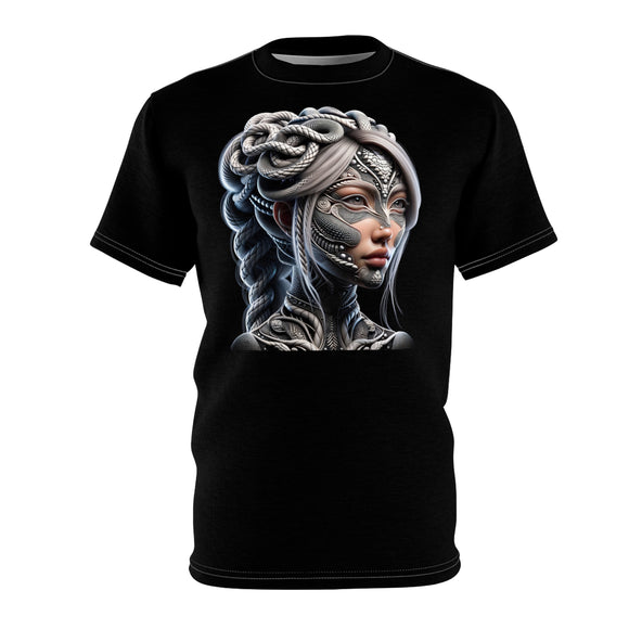 Unisex Cut & Sew Tee (AOP)-Warrior Woman and Coffee Cup