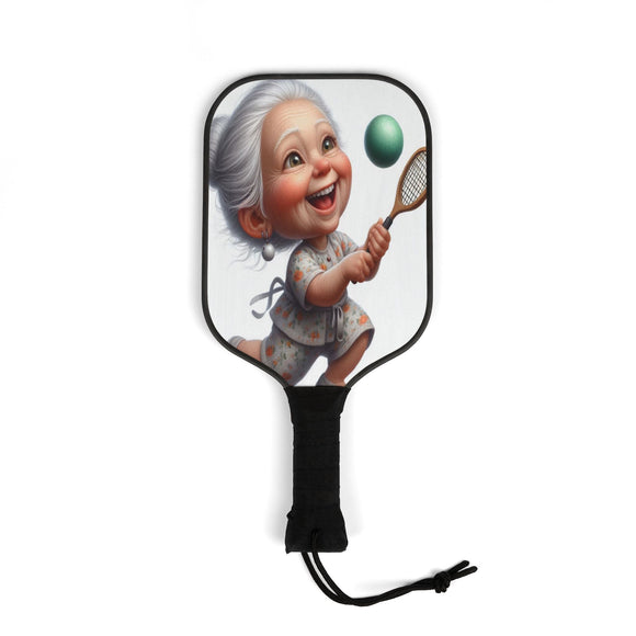 Grandma Happy Playing Pickleball Kit - Fun Sports Set for Elderly, Pickleball Enthusiast Gift, Active Senior Gear, Retirement Present,