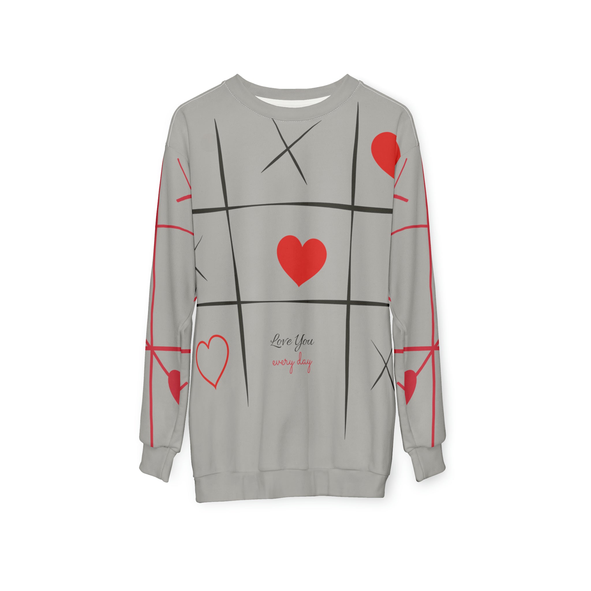Unisex Sweatshirt (AOP) - Tick-Tack-Toe Hearts