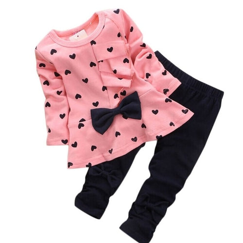 Baby Girls Long Pants Sets -  Lovely Heart-Shaped Design