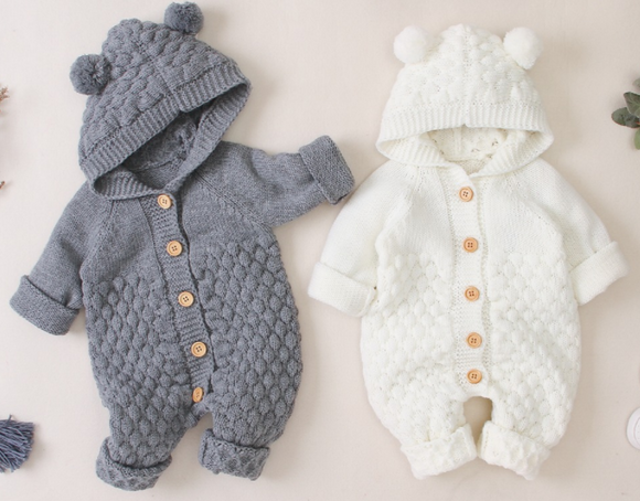 Baby Knit Hooded Jumpsuit