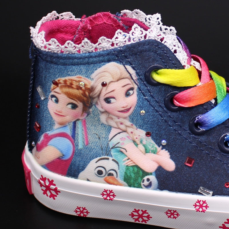 Girls Princess Frozen Ankle Sneakers