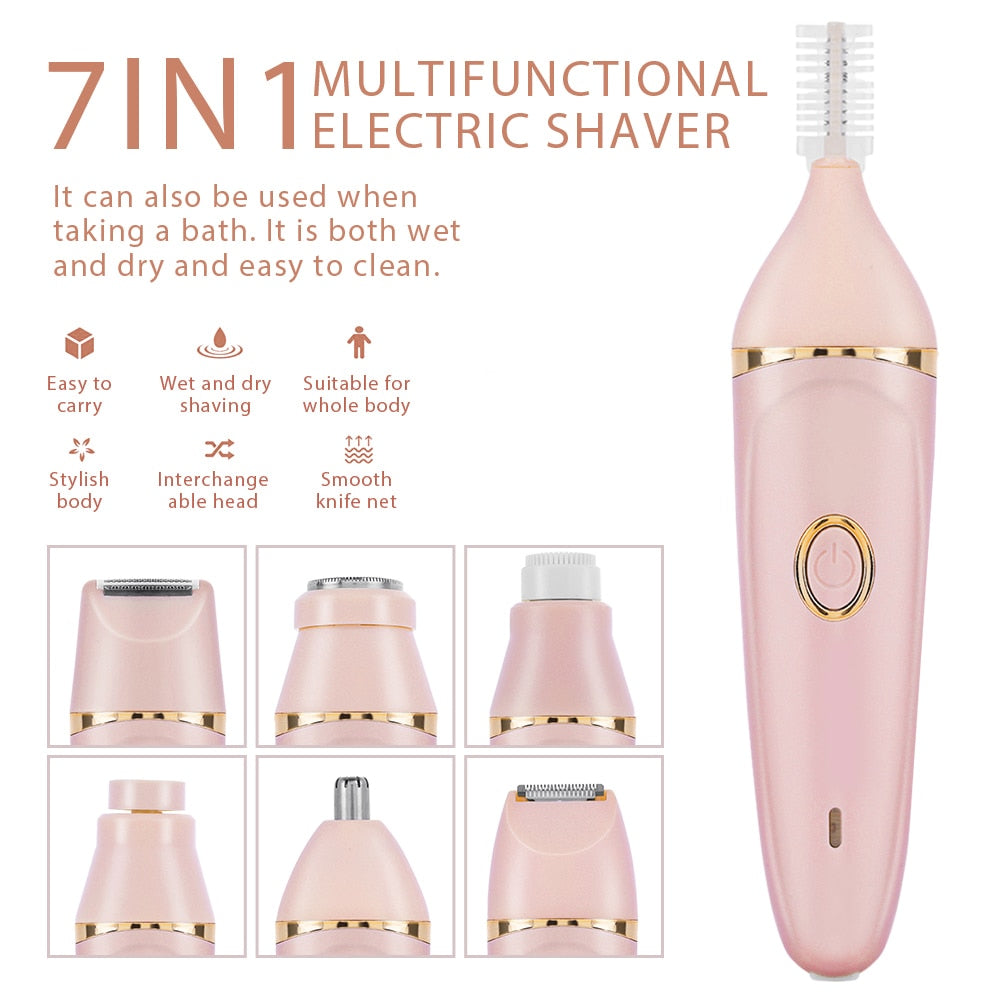 7 IN 1 Waterproof  Painless Lady Electric Shaver
