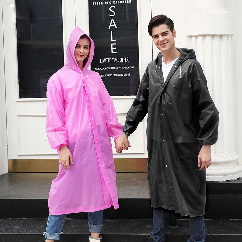 Unisex  Impermeable Hooded Plastic Raincoat