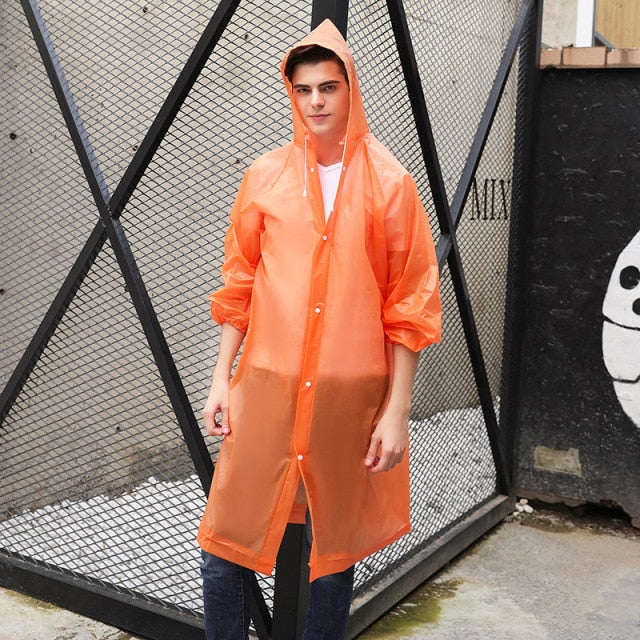 Unisex  Impermeable Hooded Plastic Raincoat