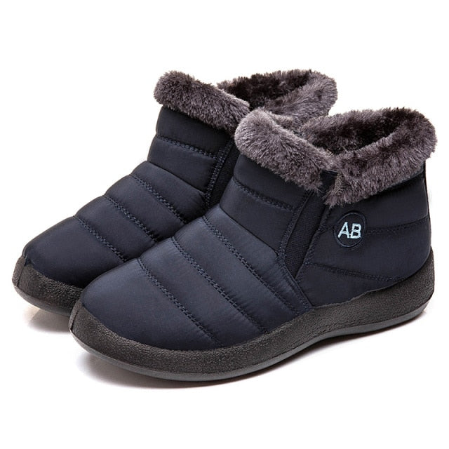 Women Waterproof Fur Lined Non-slip Winter Ankle Boots