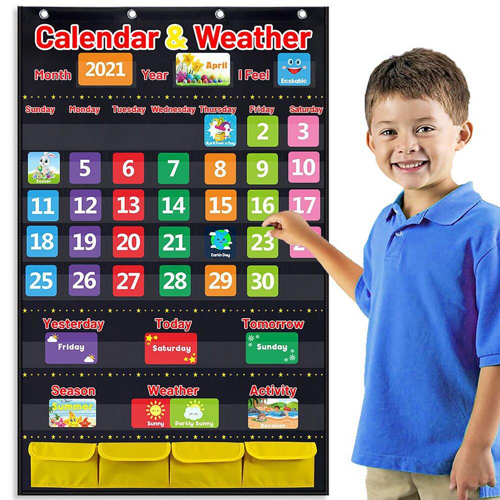 Kids Home and Classroom Calendar and Weather Chart / With 114 Teaching Supplies