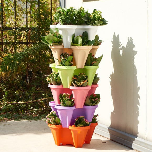 Stackable Plants Pots - 6 Trays+ Wheel Tray