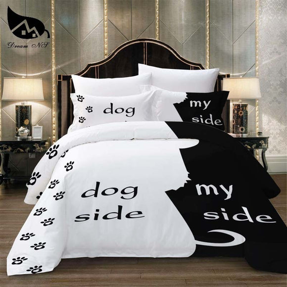 Black + White Cat/Dog/He and her Bedding Set
